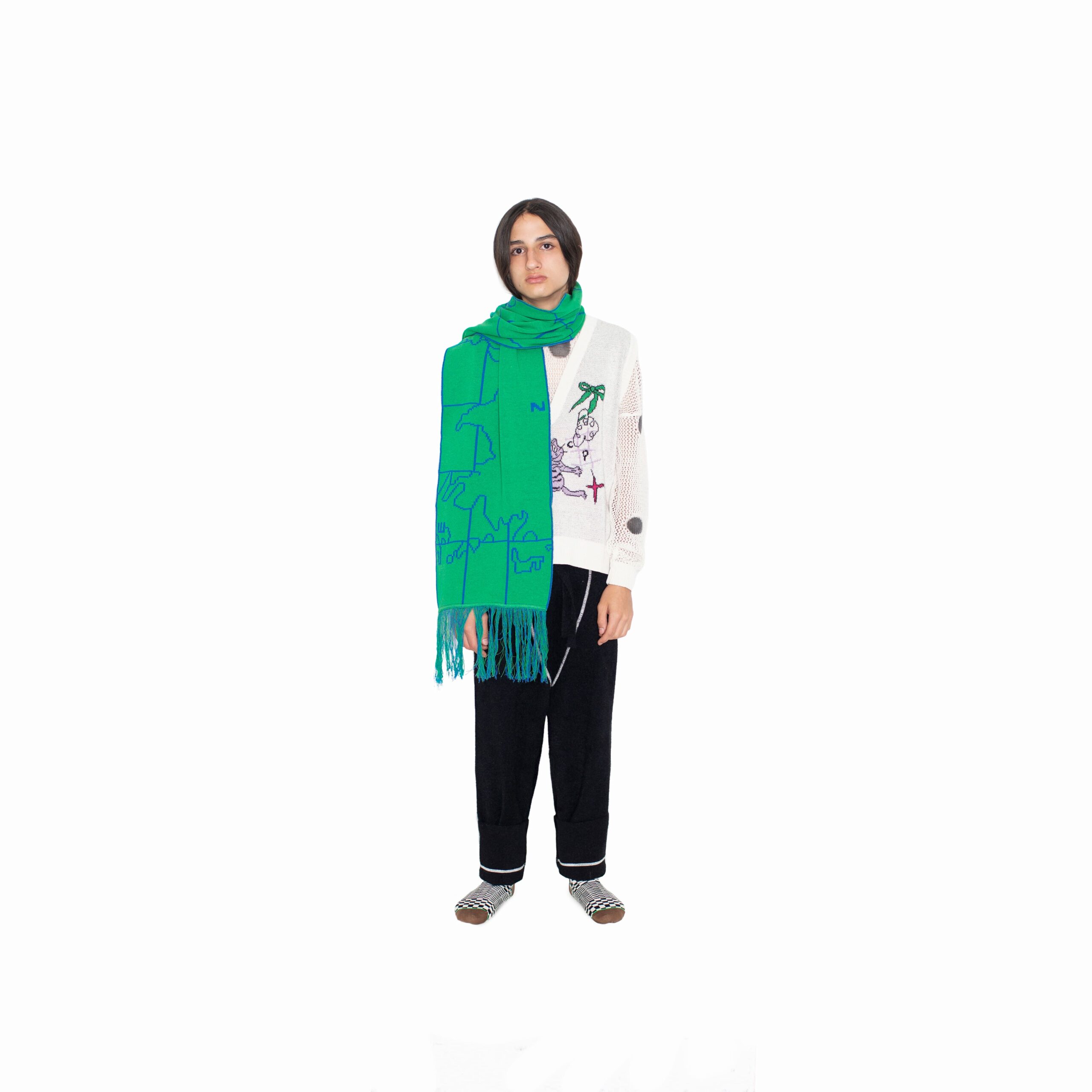 green atlas map scarf - Image 2