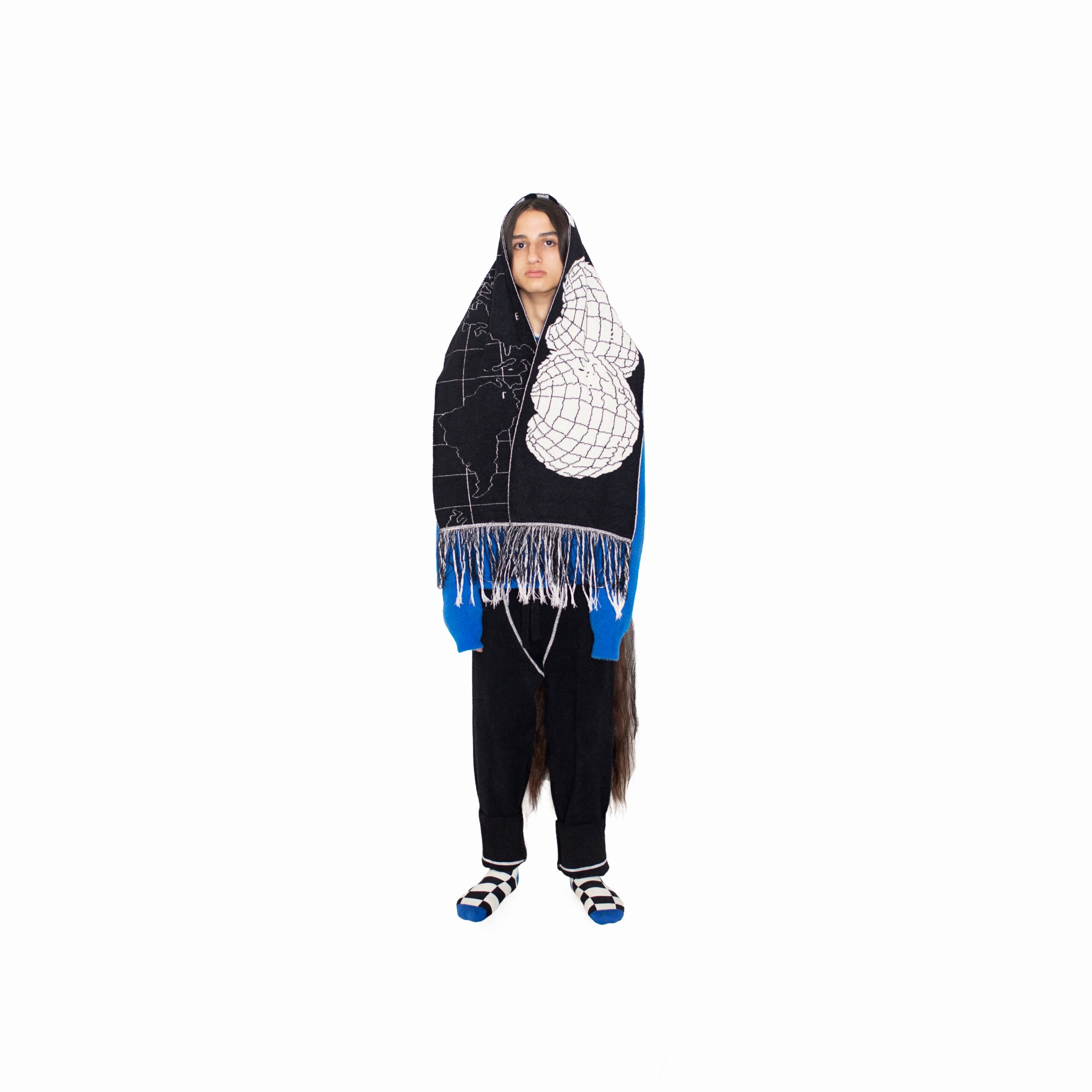 black and white atlas map scarf - Image 2